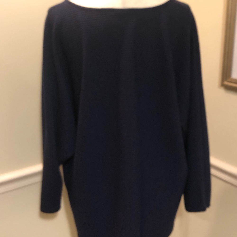 Ruby Rd. Dark Blue V-Neck Top - Picture 5 of 7